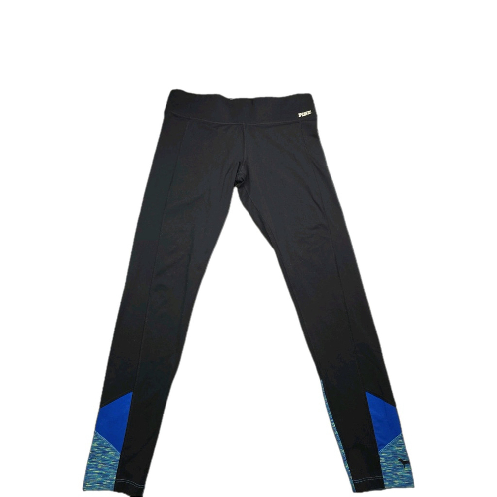 PINK Victoria’s Secret Yoga Leggings Women’s M Black Logo Waist Athletic Active